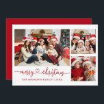 Cartes Pour Fêtes Annuelles Calligraphie Coeur Script Noël Rouge 3 Photo<br><div class="desc">Calligraphie moderne Script Coeur Joyeux Noël 3 Photo Carte de vacances - Rouge</div>