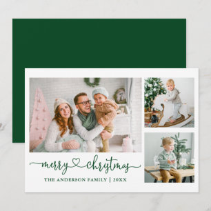 Cartes Pour Fêtes Annuelles Calligraphie Coeur Script Vert Noël 3 Photo