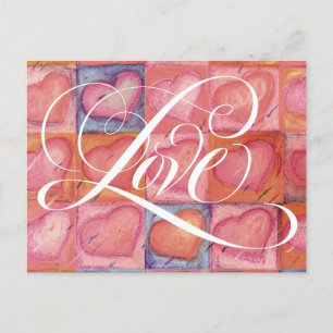 Cartes Pour Fêtes Annuelles Calligraphie d'AMOUR fleurie féminine