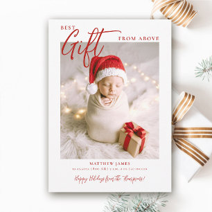 Cartes Pour Fêtes Annuelles Calligraphie de cadeau de Noël moderne bébé rouge 