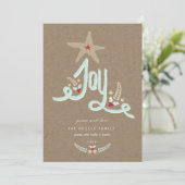 Cartes Pour Fêtes Annuelles Calligraphie de feuillage bleu rustique à main lev (Debout devant)