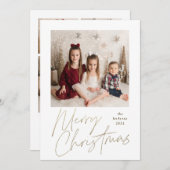 Cartes Pour Fêtes Annuelles Calligraphie de Noël Or Simple Hol Multiphoto (Devant / Derrière)