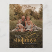 Cartes Pour Fêtes Annuelles Calligraphie de vacances rétro rustique Photo (Devant)