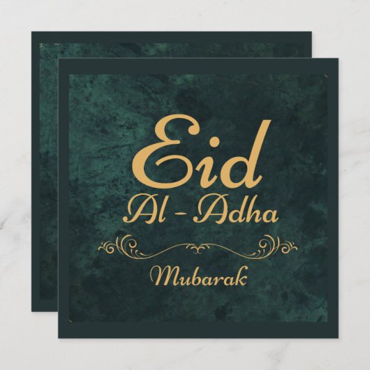 Cartes Pour Fêtes Annuelles Calligraphie dorée Eid Al-Adha Moubarak 2025 (Devant / Derrière)