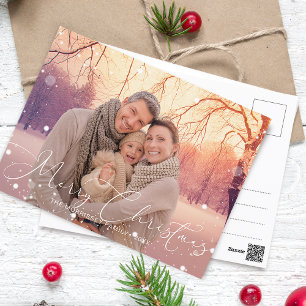 Cartes Pour Fêtes Annuelles Calligraphie élégante Joyeux Noël Flocons de neige