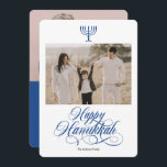 Cartes Pour Fêtes Annuelles Calligraphie élégante simple Hanoukka photo de fam<br><div class="desc">Calligraphie élégante simple Hanoukka photo de famille Carte de vacances</div>