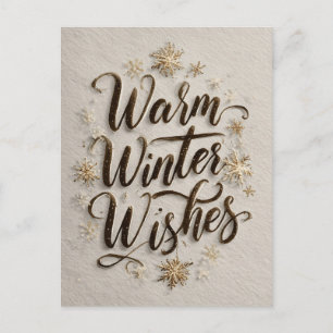 Cartes Pour Fêtes Annuelles Calligraphie élégante "Vœux chaleureux d'hiver" av