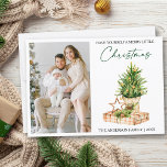 Cartes Pour Fêtes Annuelles Calligraphie encre Aquarelle Pines Photo<br><div class="desc">Design Élégant Calligraphie Stylo Encre Script Minimaliste Aquarelle Pine Arbre Photo Carte De Vacances - Ayez Vous Un Joyeux Petit Noël</div>