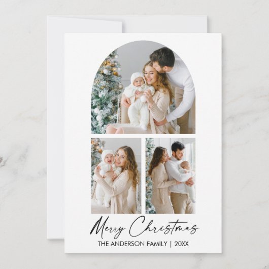 Cartes Pour Fêtes Annuelles Calligraphie Encre Script 3 Arche photo Noël (Devant)