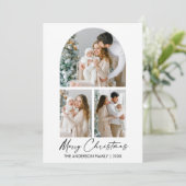 Cartes Pour Fêtes Annuelles Calligraphie Encre Script 3 Arche photo Noël (Debout devant)