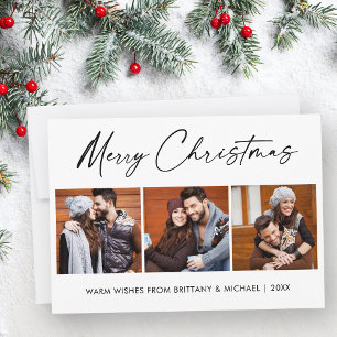 Cartes Pour Fêtes Annuelles Calligraphie Encre Script 3 Photo Couple Noël