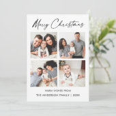 Cartes Pour Fêtes Annuelles Calligraphie Encre Script 4 Photo Joyeux Noël (Debout devant)