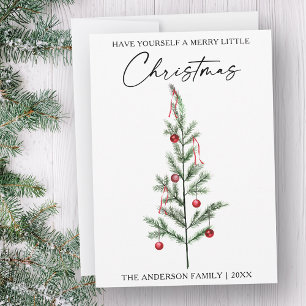 Cartes Pour Fêtes Annuelles Calligraphie Encre Script Aquarelle Arbre de Noël