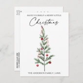 Cartes Pour Fêtes Annuelles Calligraphie Encre Script Aquarelle Arbre de Noël (Devant / Derrière)