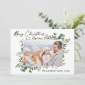 Cartes Pour Fêtes Annuelles Calligraphie Encre Script Aquarelle Baies vertes (Debout devant)