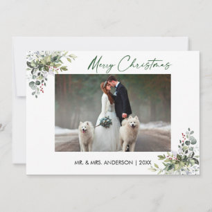 Cartes Pour Fêtes Annuelles Calligraphie Encre Script Couple Berries vertes