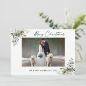 Cartes Pour Fêtes Annuelles Calligraphie Encre Script Couple Berries vertes (Debout devant)