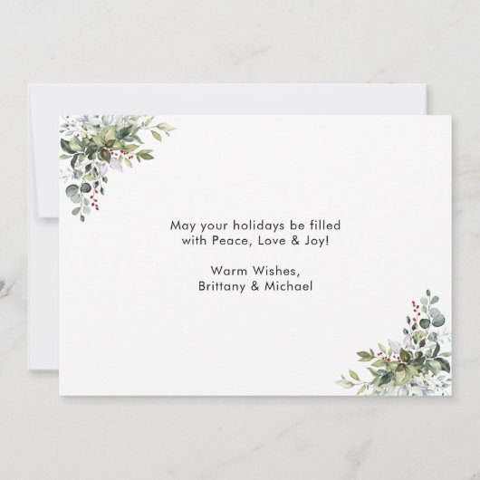 Cartes Pour Fêtes Annuelles Calligraphie Encre Script Couple Berries vertes (Dos)