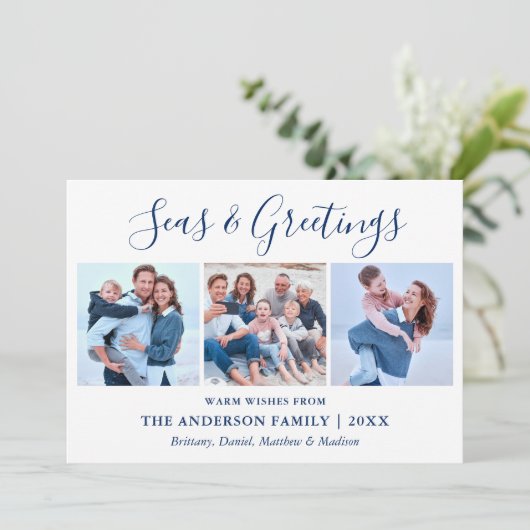 Cartes Pour Fêtes Annuelles Calligraphie Enk Script 3 Photo Seas et salutation (Debout devant)