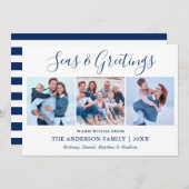 Cartes Pour Fêtes Annuelles Calligraphie Enk Script 3 Photo Seas et salutation (Devant / Derrière)
