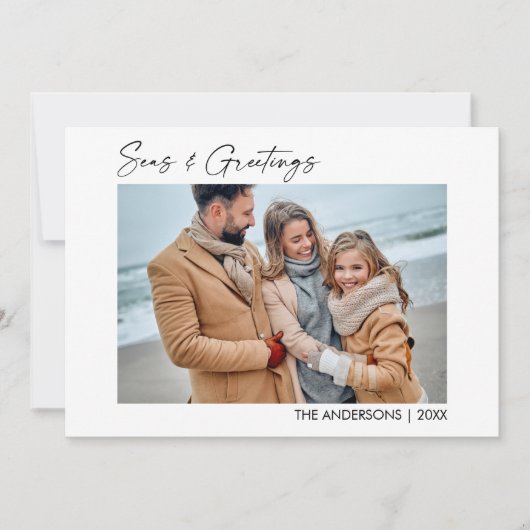 Cartes Pour Fêtes Annuelles Calligraphie Enk Script Photo Seas et salutations (Devant)