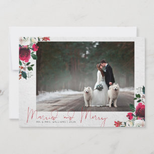 Cartes Pour Fêtes Annuelles CALLIGRAPHIE + FLEURIR   Photo de Merry & Married