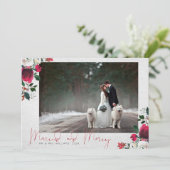 Cartes Pour Fêtes Annuelles CALLIGRAPHIE + FLEURIR | Photo de noces et de fian (Debout devant)