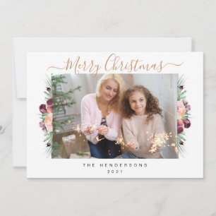 Cartes Pour Fêtes Annuelles Calligraphie Florale Fleur de Noël Joyeux Noël Pho