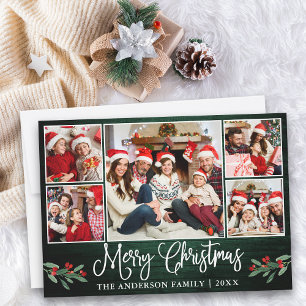Cartes Pour Fêtes Annuelles Calligraphie Green Wood Holly 5 Photo Noël