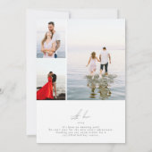 Cartes Pour Fêtes Annuelles calligraphie gris clair cadre photo joyeux noël (Dos)