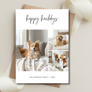 Cartes Pour Fêtes Annuelles Calligraphie Happy Howlidays Chien Photo de Noël