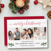 Cartes Pour Fêtes Annuelles Calligraphie Joyeux Noël 3 Photo Red Holly