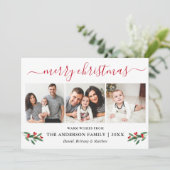 Cartes Pour Fêtes Annuelles Calligraphie Joyeux Noël 3 Photo Red Holly (Debout devant)