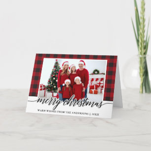 Cartes Pour Fêtes Annuelles Calligraphie Joyeux Noël Photo Plaid Plier