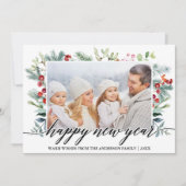 Cartes Pour Fêtes Annuelles Calligraphie Joyeux Nouvel An Végétal d'hiver Phot (Devant)