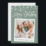 Cartes Pour Fêtes Annuelles Calligraphie Lights Instantané Caméra Photo Sage G<br><div class="desc">Script de calligraphie moderne,  Caméra instantanée Style photo Joyeuse carte de Noël - Sage vert avec lumières à cordes</div>