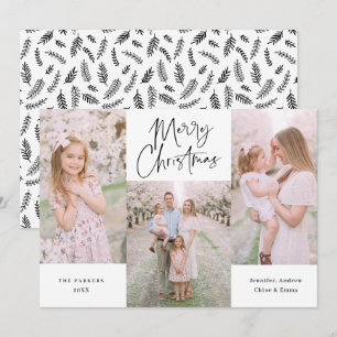 Cartes Pour Fêtes Annuelles Calligraphie minimaliste de script noir Collage Ho