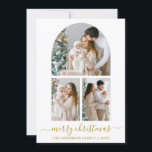 Cartes Pour Fêtes Annuelles Calligraphie moderne 3 Arche photo Noel Or<br><div class="desc">Script de calligraphie moderne et tendance Joyeux Noël 3 Photo Arch Carte de vacances - Texte Or</div>