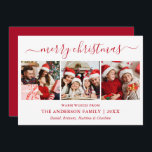 Cartes Pour Fêtes Annuelles Calligraphie moderne 3 Photo Joyeux Noël Rouge<br><div class="desc">Calligraphie moderne tendance Script 3 Photo Famille Photo Collage Joyeux Noël Carte - Rouge</div>