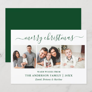 Cartes Pour Fêtes Annuelles Calligraphie moderne 3 Photo Joyeux Noël Vert