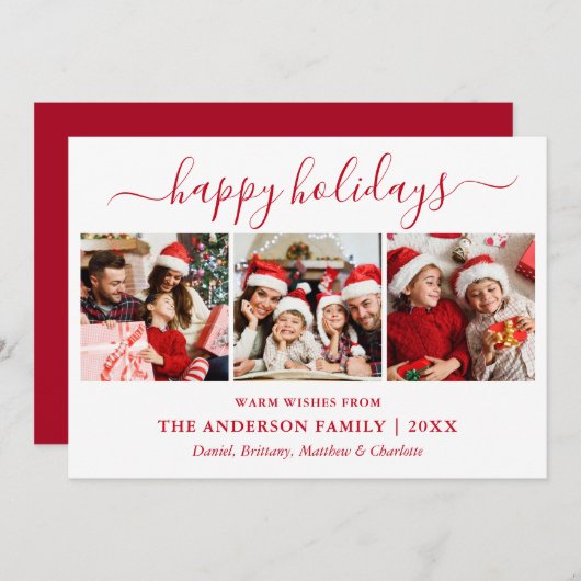 Cartes Pour Fêtes Annuelles Calligraphie moderne 3 Photo Rouge (Devant / Derrière)