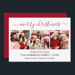 Cartes Pour Fêtes Annuelles Calligraphie moderne 3 Photo Rouge Joyeux Noël<br><div class="desc">Calligraphie moderne tendance Script 3 Photo Famille Photo Collage Joyeux Noël Carte - Rouge</div>