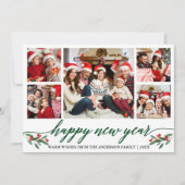 Cartes Pour Fêtes Annuelles Calligraphie moderne 5 Photo Joyeux Nouvel An Vert (Devant)