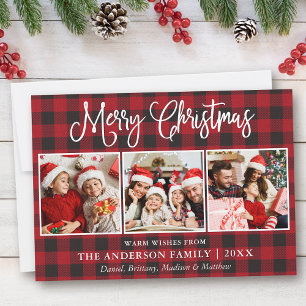 Cartes Pour Fêtes Annuelles Calligraphie moderne amusante Noël 3 Photo Plaid