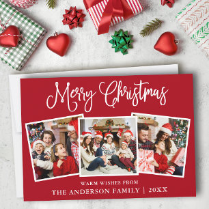 Cartes Pour Fêtes Annuelles Calligraphie moderne amusante Noël 3 Photo Rouge
