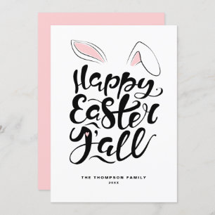 Cartes Pour Fêtes Annuelles Calligraphie moderne Bunny Ears Joyeux Pâques Y'al