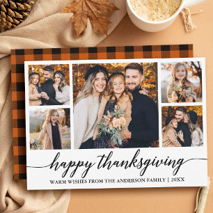Cartes Pour Fêtes Annuelles Calligraphie moderne carreau Thanksgiving 5 Photo