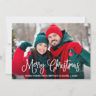 Cartes Pour Fêtes Annuelles Calligraphie moderne Couple Photo Noël