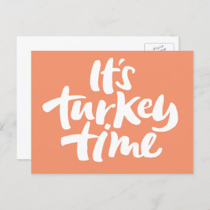 Cartes Pour Fêtes Annuelles Calligraphie moderne de Thanksgiving "Turkey Time"