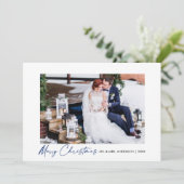 Cartes Pour Fêtes Annuelles Calligraphie moderne encre bleue Script Mariage ph (Debout devant)